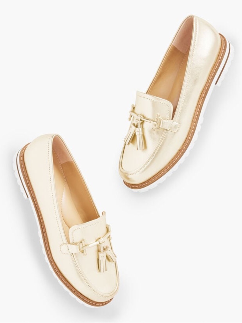 Talbots Laura Gold Metallic Tassel Loafers for Women